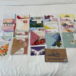 37 Assorted Greeting Card Lot w Envelopes- (many envelopes decorated)see pics